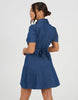 Brave Soul Chambray Short Sleeve Collared Mini Dress In Indigo
