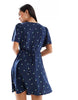 Vero Moda Button Through Mini Skater Dress With Lemon Print In Navy