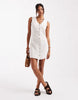 Only Sleeveless Linen Blend Mini Dress In Cream