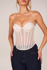 Bandeau Lace-Up Corset Top in Ivory