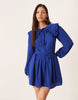 Glamorous Collared Long Sleeves Mini Dress In Blue