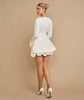 Six Stories Split Sleeve Bubble Hem Mini Dress In White