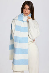 Knit Striped Scarf in Powder Blue
