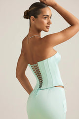 Lace-Up Corset Top in Mint