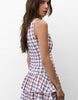 Pull&Bear Check Ruffle Short Dress In Blue