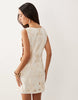 Missyempire Floral Cutwork Open Side Bead Detail Mini Shift Dress In Cream