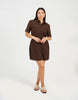 Brave Soul Collared Button Down Mini Shirt Dress In Chocolate