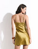 Satin Slip Mini Dress In Ochre
