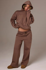 Brushed Jersey Wide-Leg Joggers in Cocoa