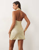 Sequin Cowl Halter Neck Mini Dress In Gold
