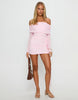 Princess Polly Rozalee Mesh Bardot Frill Drape Detail Mini Dress In Pink