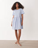 Jdy Short Sleeve Mini Dress In Light Blue Stripes