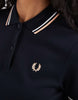 Fred Perry Twin Tipped Mini Polo Dress In Navy With White And Peach Tipping
