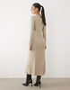 Nobody'S Child Ribbed Jersey Button Through Maxi Dress In Ecru