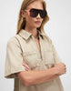 River Island Denim Zip Front Dress In Beige