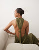 Tall Draped Halter Neck Maxi Dress With Knot Back Detail In Khaki