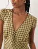 Nobody'S Child Rosa V Neck Lace Trim Cap Sleeve Mini Dress In Green Check