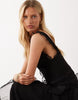 Asos Luxe Ruched Maxi Dress With Waterfall Detail In Black
