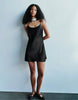 Pull&Bear Short Satin Strappy Dress In Black