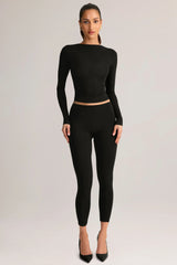 Modal Mid-Rise Cropped Leggings in Black