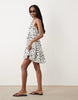 Miss Selfridge Tie Shoulder Tiered Smock Mini Dress In Polka Dot Print