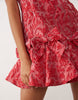 Sister Jane Exclusive Jacquard Sleeveless Cinched Waist Bow Hem Mini Dress In Red