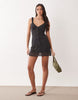 Cami Mesh Mini Dress In Black