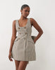 Asos Luxe Tailored Check Button Detail Mini Dress With Pockets