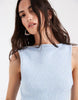 Knitted Cotton Blend Shift Dress In Light Blue