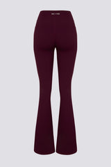 Soft Active V-Waist Pocket Flared Leggings in Burgundy