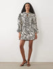 Sister Jane Nuit Tie Collar Detail Long Sleeve Mini Dress Co-Ord In Ivory Zebra