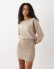 Cotton On Knit Tunic Long Sleeve Off Shoulder Dress In Coconut