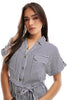 Vero Moda Mini Shirt Dress With Pockets In Navy Stripe