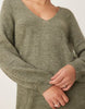 Jdy V-Neck Knitted Mini Dress In Dark Green