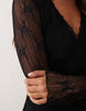 New Look Lace V Neck Long Sleeve Mini Dress In Black