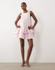 Yas Sleeveless Exaggerated Asymmetric Ruffle Hem Mini Dress In Pale Pink
