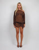 Simmi London Polka Dot Beach Chiffon Mini Dress In Brown