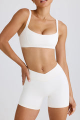 Soft Active Crossover Mini Shorts in White