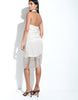 Satin Cowl Neck Fringe Detail Mini Dress In Ivory