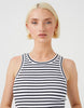 Brave Soul Striped Ribbed Sleeveless Mini Dress In White