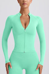 Define Luxe Zip-Up Jacket in Mint