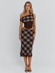 Lucy's NARELLE MIDI SKIRT BROWN CHECK