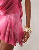 I.Am.Gia Rosanna Chiffon Deep Plunge Fringe Detail Open Back Mini Dress In Pink Ombre