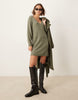 Jdy V-Neck Knitted Mini Dress In Dark Green