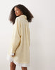 Oversized Double Layered Shirt Mini Dress In Yellow Stripe