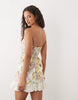 Cotton Sateen Bandeau Mini Sundress With Ruffle Hem In Buttermilk Vintage Floral