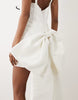 For Love & Lemons Bridal Taffeta Boned Wrap Mini Dress With Bow Back In White