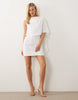 Yas Woven Mini Dress With Draping Shoulder Detail In White
