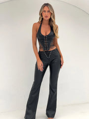 Lucy's GLOW TOP BLACK PU