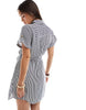 Vero Moda Mini Shirt Dress With Pockets In Navy Stripe